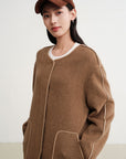 EP YAYING Wool Mid-Length Coat Jacket