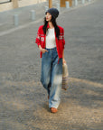 EP YAYING Wool Yak Wool Red Sweater