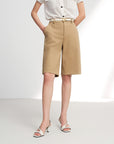 EP YAYING High-Waisted Straight-Leg Shorts