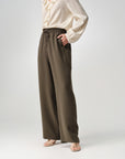 Triacetate High-Waist Straight-Leg Casual Pants