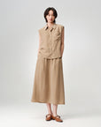 Matte A-Line Midi Skirt 100% Mulberry Silk Slimming Drape