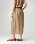 Matte A-Line Midi Skirt 100% Mulberry Silk Slimming Drape