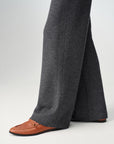 EP YAYING Honeycomb Knit Wide-Leg Trousers