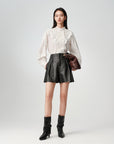 EP YAYING Minimalist Commuter Leather Shorts