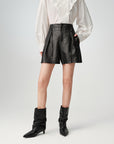 EP YAYING Minimalist Commuter Leather Shorts
