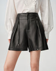 EP YAYING Minimalist Commuter Leather Shorts