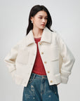 EP YAYING Wool-Cashmere Tweed Short Coat
