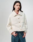 EP YAYING Wool-Cashmere Tweed Short Coat