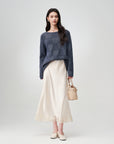 EP YAYING Wool-Cashmere Blend Plaid Knit Sweater