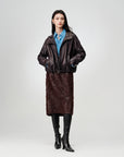 EP YAYING Glossy Sheepskin Hooded Jacket