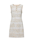 EP YAYING Light Gold Handcrafted Tweed Sleeveless Dress