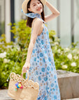 EP YAYING Mulberry Silk Floral Suspenders Dress