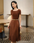 YAYING Pleated Waist-Cinched Dress