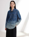 EP YAYING Rhinestone Embellished Denim Shirt
