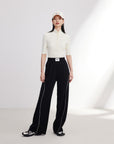 EP YAYING Satin Contrast Wide Leg Pants