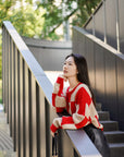 EP YAYING Plaid Short Knitted Cardigan
