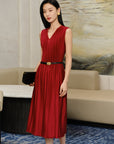 YAYING Pleated Waist-Cinched Dress