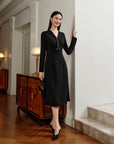 YAYING Golden Wool Slim-Fit Dress