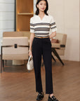 YAYING Striped Short Sleeve Knitwear