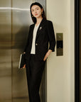 YAYING Jacquard Cinched Waist Blazer Jacket