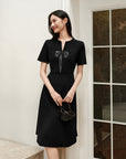 YAYING Golden Wool Slim-Fit Dress