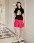YAYING Silk Floral Print T-shirt