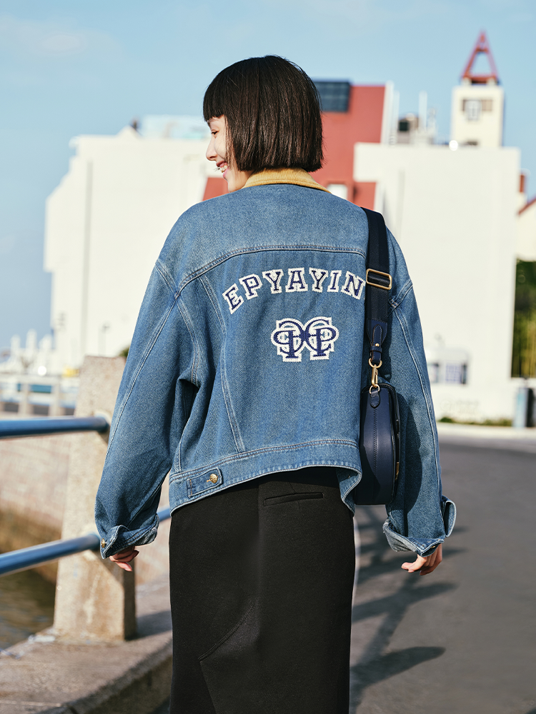 EP YAYING Cloud Denim Cotton Jacket