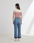 EP YAYING Rolled Hem Straight-Leg Jeans