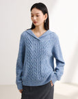 EP YAYING Navy Collar Knitted Sweater
