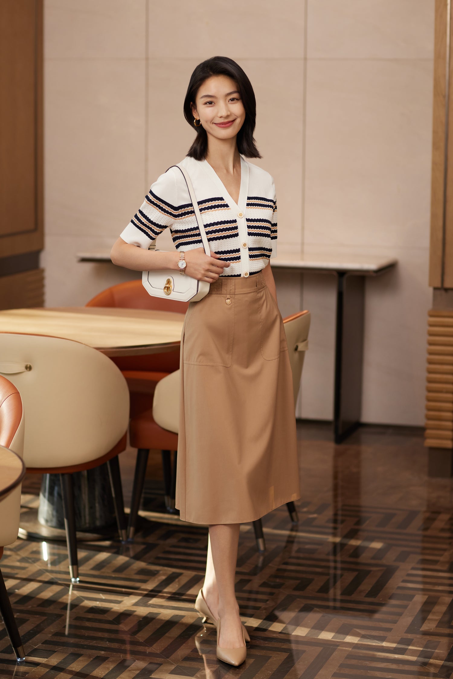YAYING Silk-Viscose Striped Knit Cardigan