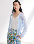 EP YAYING Linen Hooded Knit Cardigan