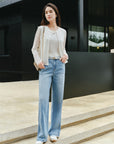 YAYING Jacquard Crew Neck Knit Cardigan EPKES9112AW
