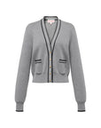 EP YAYING Cotton Cashmere Blended V-Neck Color-Block Knit Cardigan
