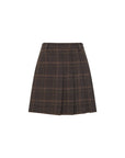 EP YAYING Wool A-Line Brown Plaid Tweed Mini Skirt