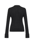 EP YAYING Blue Label Wool Color-Block V-Neck Slim Knit Cardigan