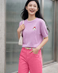 EP YAYING Wool Cashmere Puppy Jacquard Faux Two-Piece Knit Top EGLAG9592A