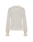 EP YAYING Blue Label Silk Wool Cashmere Ruffle-Collar Sweater