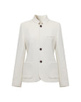 EP YAYING Chinese-Style Stand-Collar Wool Fitted Blazer