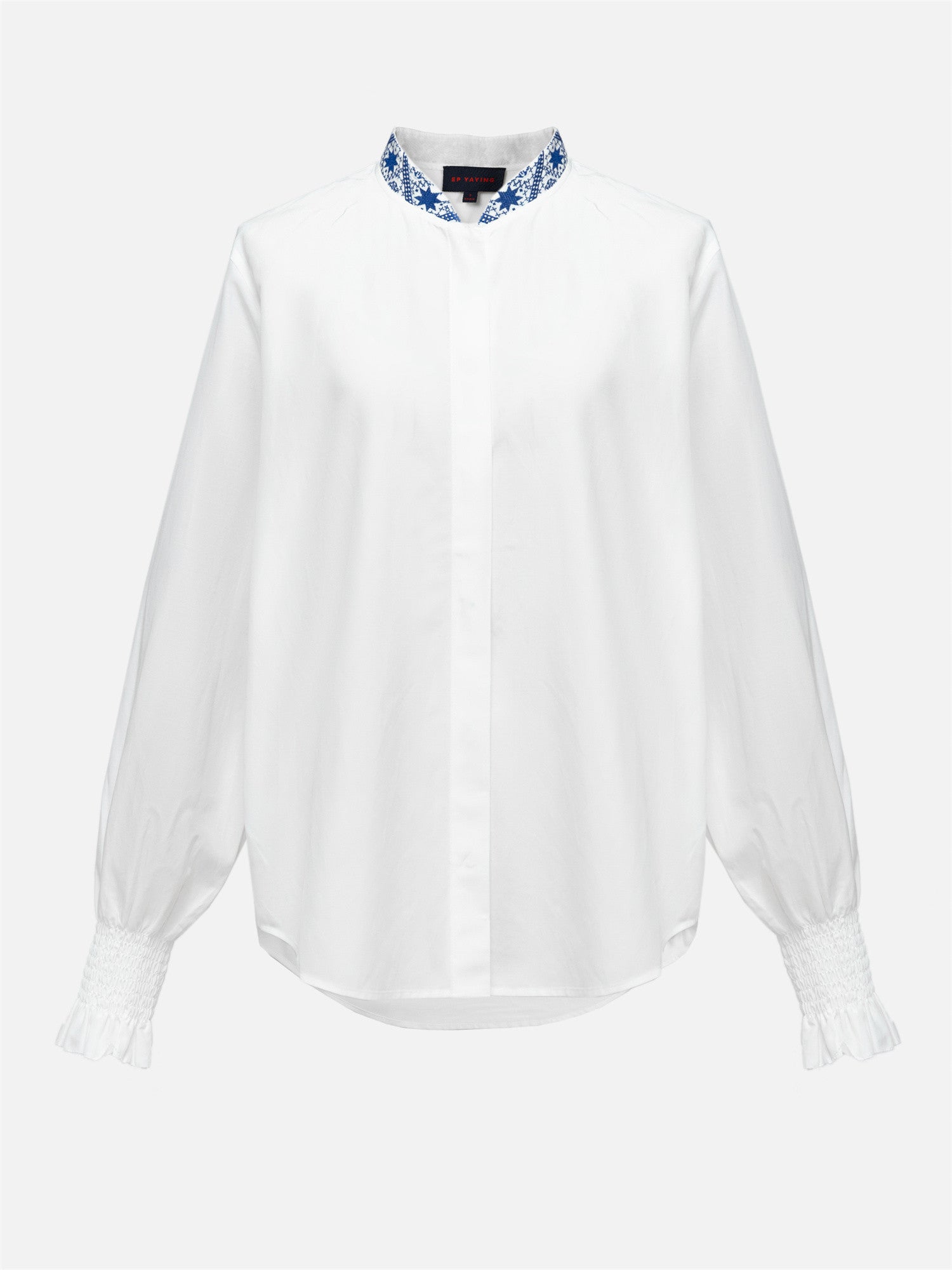 EP YAYING White Shirt in Mulberry Silk-Cotton Blend EGKIS2220AW