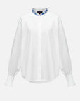 EP YAYING White Shirt in Mulberry Silk-Cotton Blend EGKIS2220AW