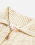 EP YAYING Cashmere Cable-Knit Fur-Collar Oversized Cardigan