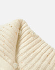 EP YAYING Cashmere Cable-Knit Fur-Collar Oversized Cardigan