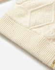EP YAYING Cashmere Cable-Knit Fur-Collar Oversized Cardigan