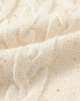 EP YAYING Cashmere Cable-Knit Fur-Collar Oversized Cardigan