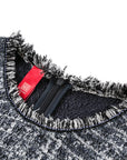 YAYING Embroidered Tweed Crew-Neck Dress