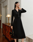 YAYING Golden Wool Slim-Fit Dress