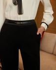 YAYING Merino Wool Micro Flare Black Pants