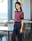 YAYING Mohair Striped Knit Sweater