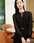 YAYING Chinese Style Pleated Little Black Dress