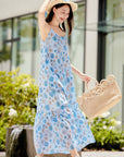 EP YAYING Mulberry Silk Floral Suspenders Dress